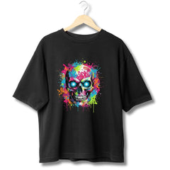Neon Graffiti Drip Skull T-Shirt