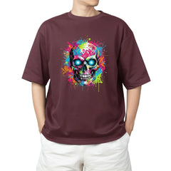 Neon Graffiti Drip Skull T-Shirt