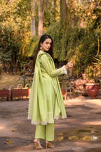 Saadia Ahmed LWSU-25CK301 ChikanKari Lime Green