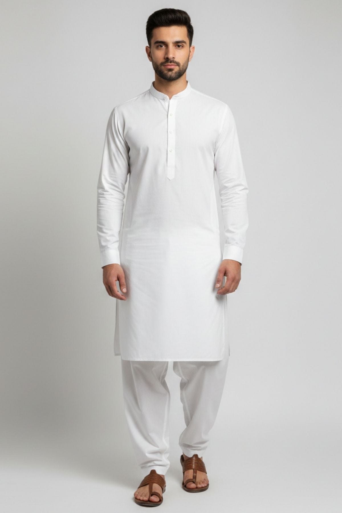 Alkaram Premium American Boski - Classic Off-White – Luxury Unstitched Men’s Fabric (4.5 Meters) Main image