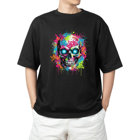 Neon Graffiti Drip Skull T-Shirt