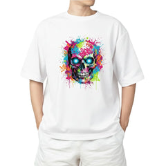 Neon Graffiti Drip Skull T-Shirt