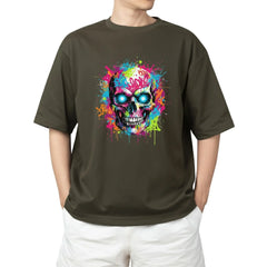 Neon Graffiti Drip Skull T-Shirt