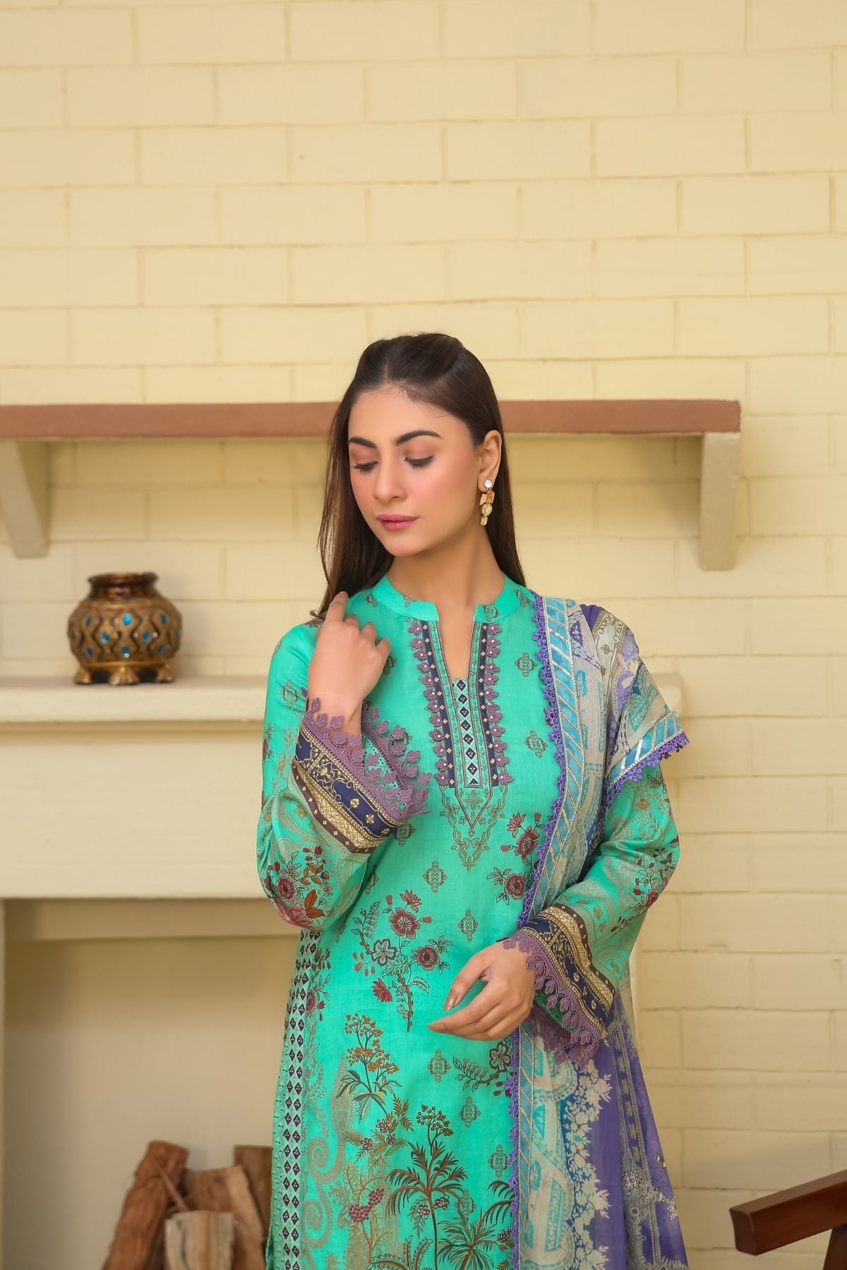 Saadia Ahmed LWSU-25P307 3-Pcs Printed Lawn