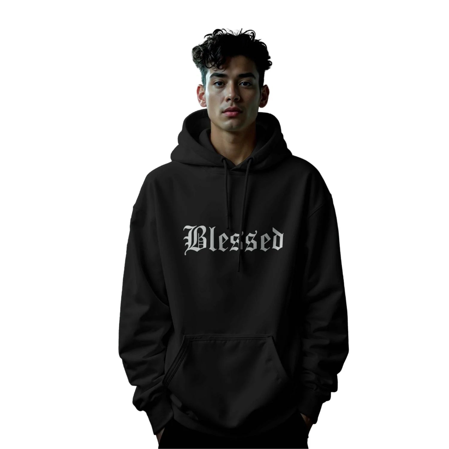 The "Blessed" Old English Text Hoodie Main image