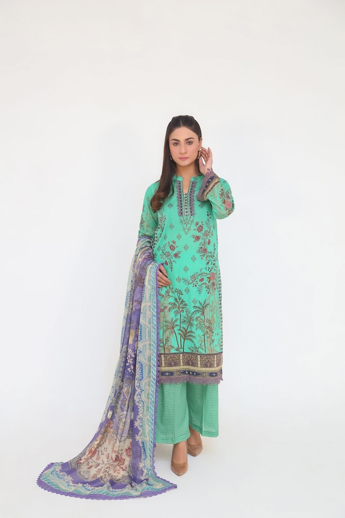 Saadia Ahmed LWSU-25P307 3-Pcs Printed Lawn