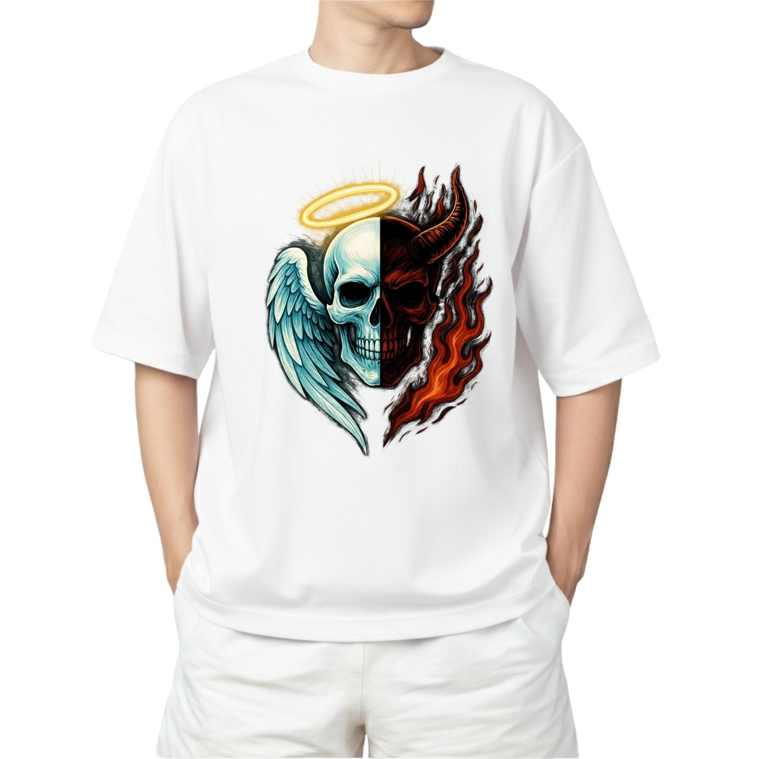 Duality of Fate Angel & Demon Skull Tee