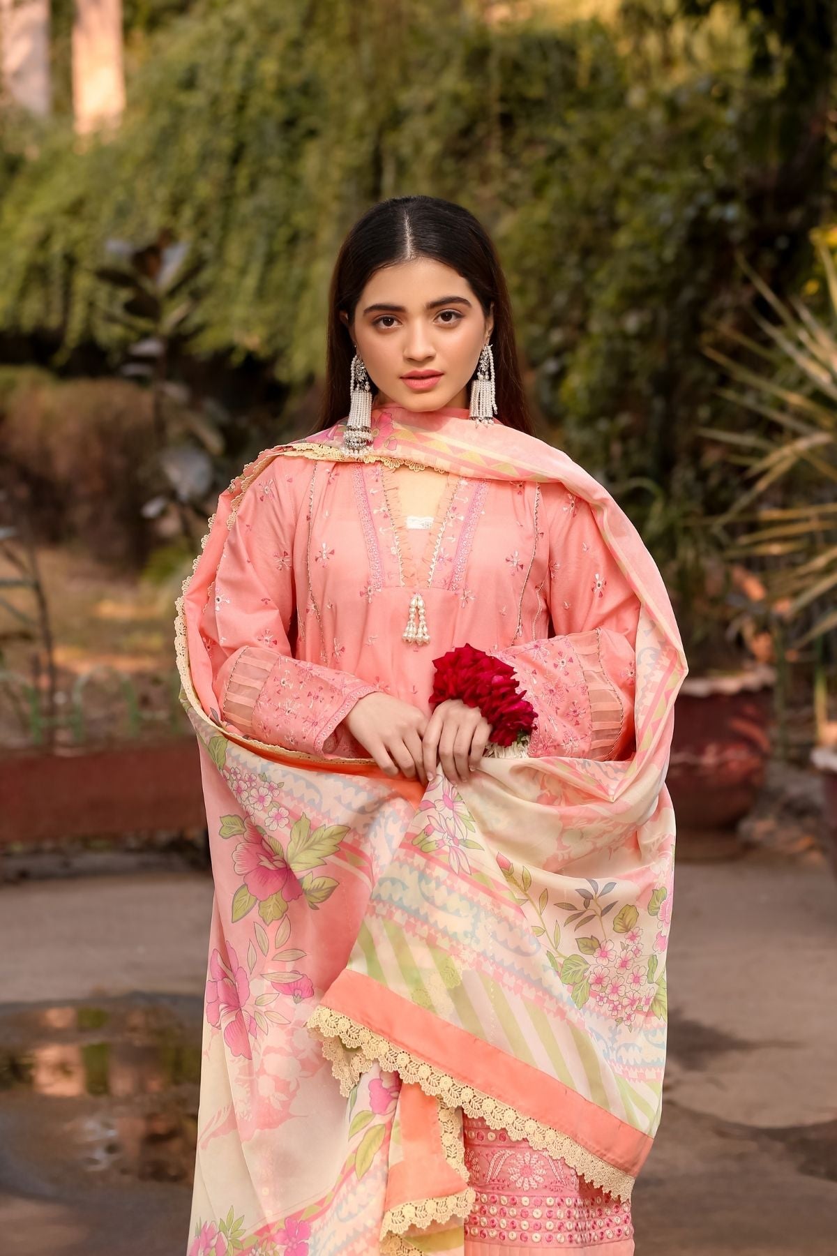 Saadia Ahmed LWSU-25CK303 ChikanKari Peach Secondary image
