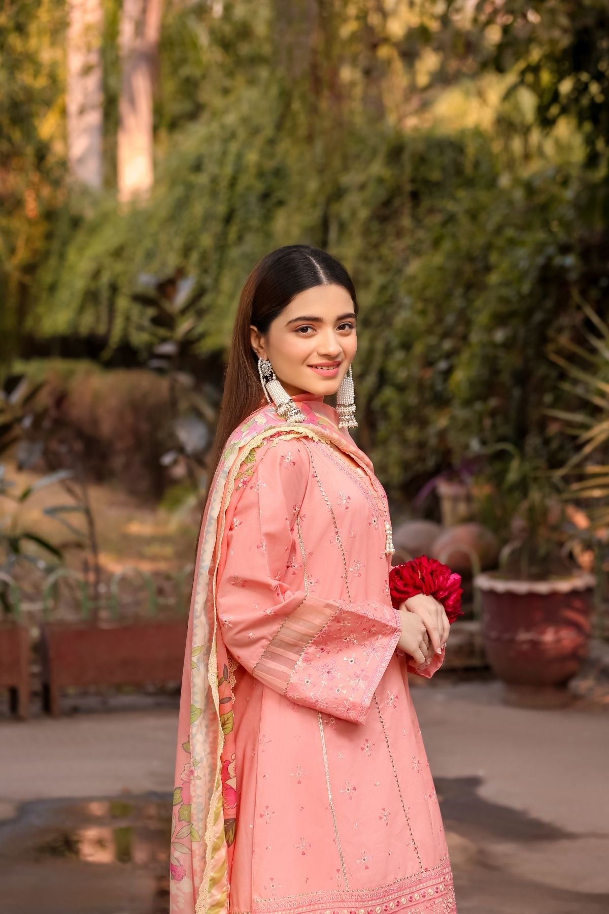 Saadia Ahmed LWSU-25CK303 ChikanKari Peach