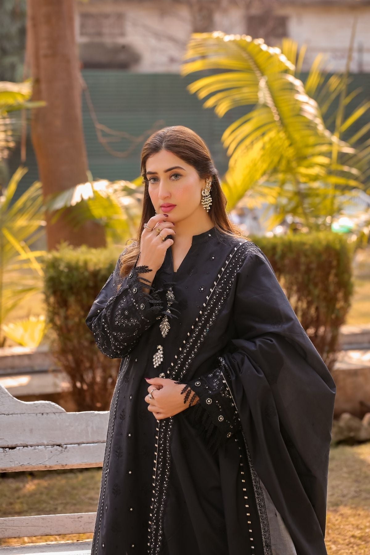 Saadia Ahmed LWSU-25CK304 ChikanKari Black Secondary image