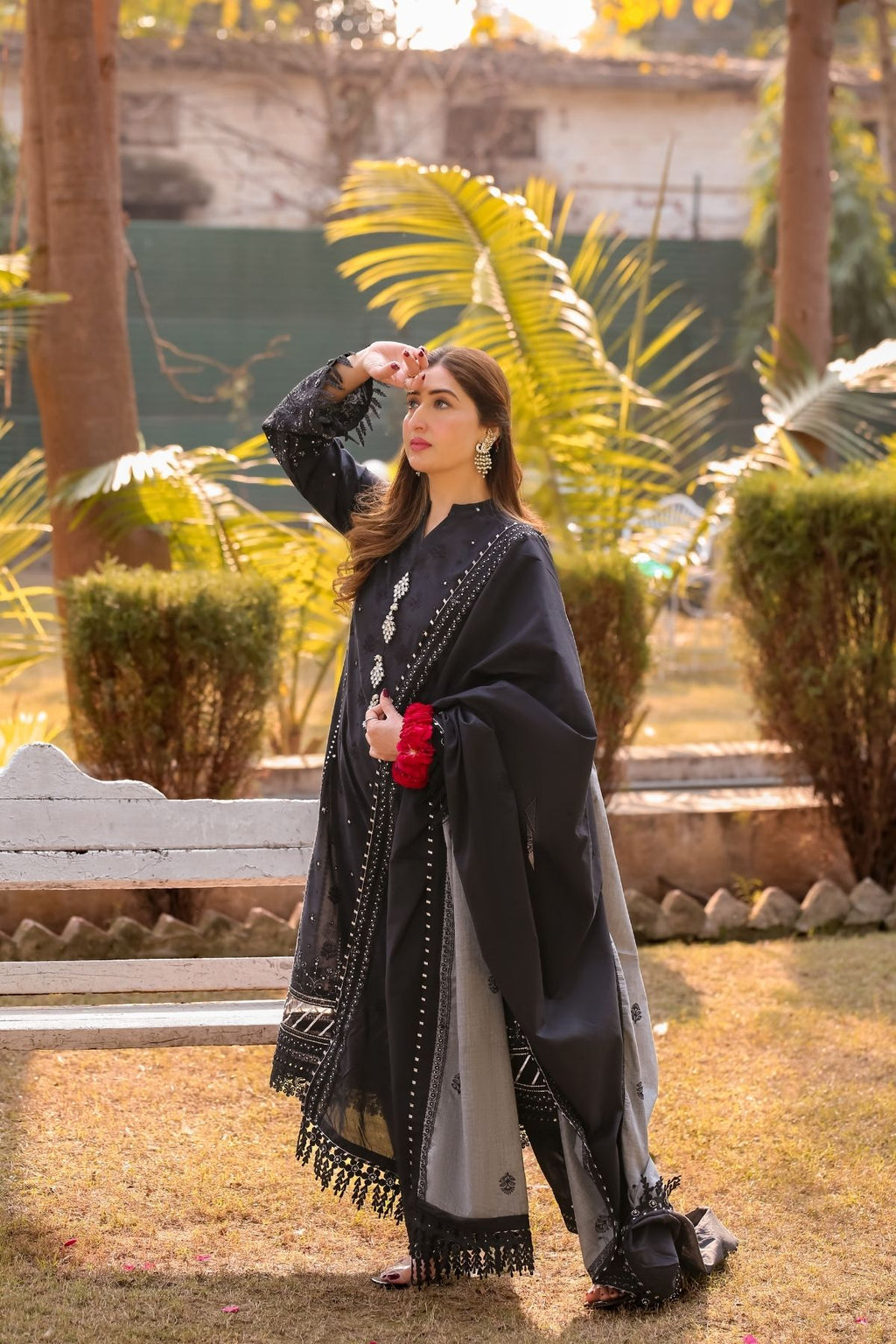 Saadia Ahmed LWSU-25CK304 ChikanKari Black