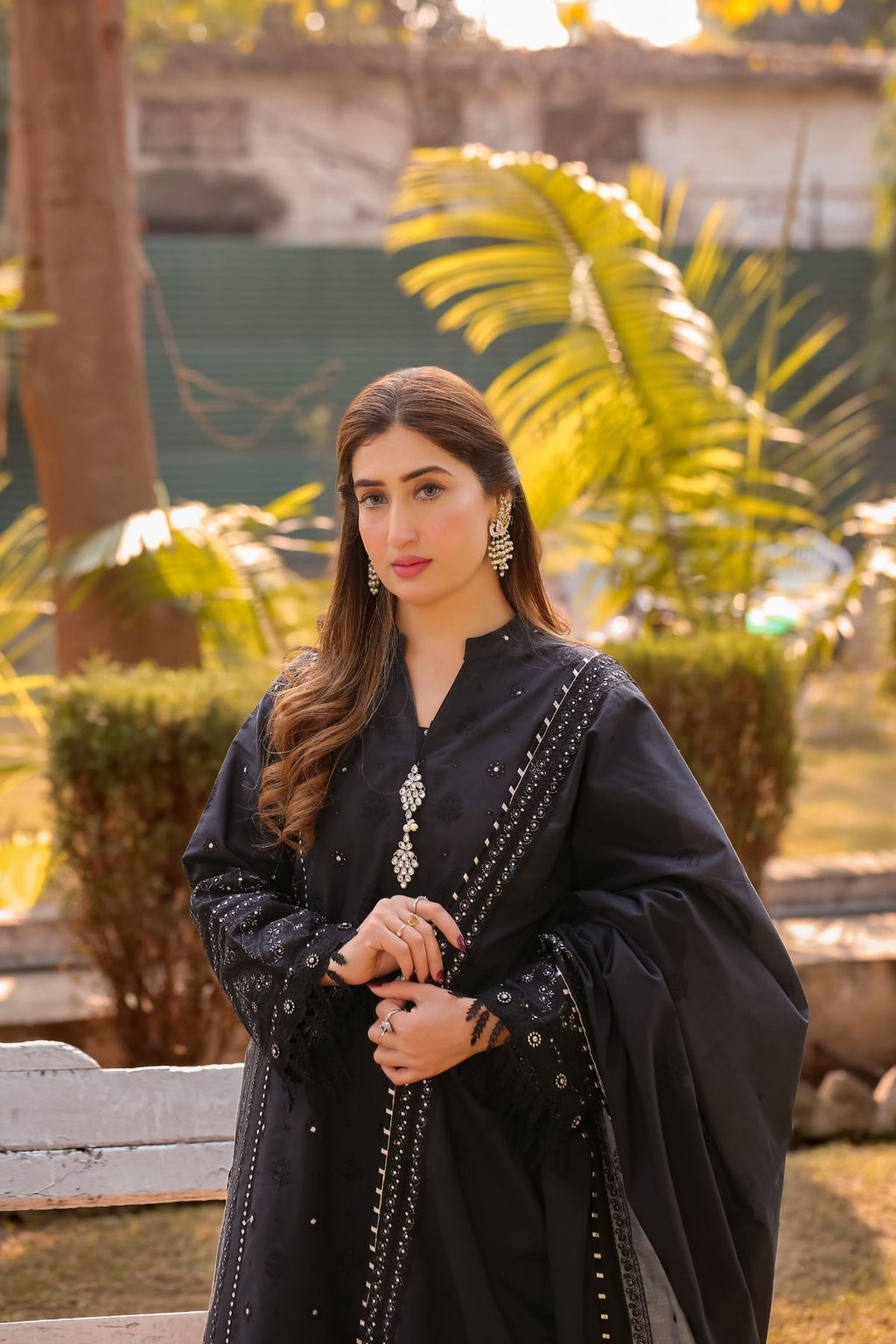 Saadia Ahmed LWSU-25CK304 ChikanKari Black