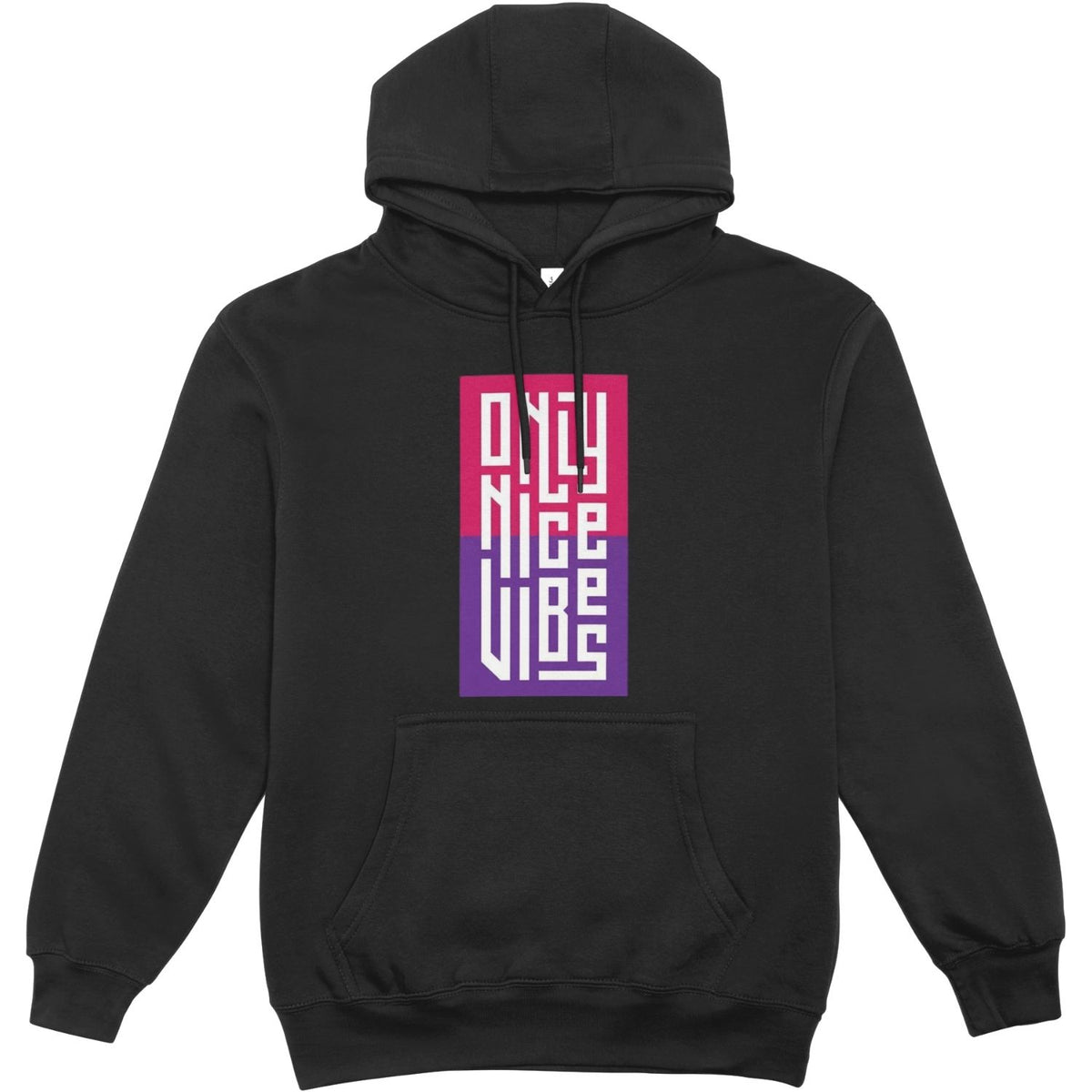 "Only Nice Vibes" Gradient Block Text Hoodie