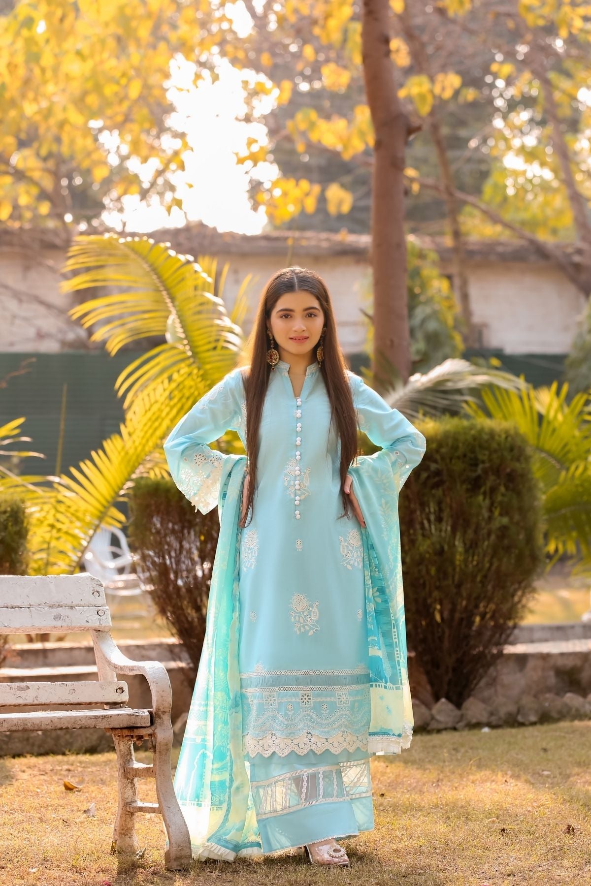 Saadia Ahmed LWSU-25CK305 ChikanKari Blue Secondary image