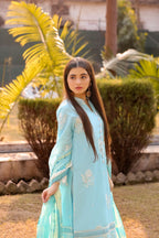 Saadia Ahmed LWSU-25CK305 ChikanKari Blue