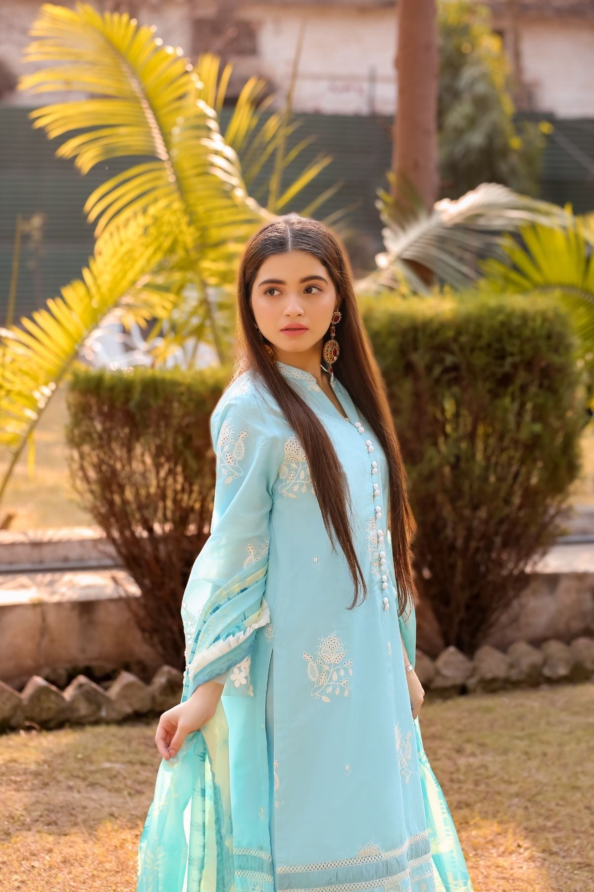 Saadia Ahmed LWSU-25CK305 ChikanKari Blue