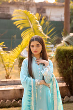 Saadia Ahmed LWSU-25CK305 ChikanKari Blue
