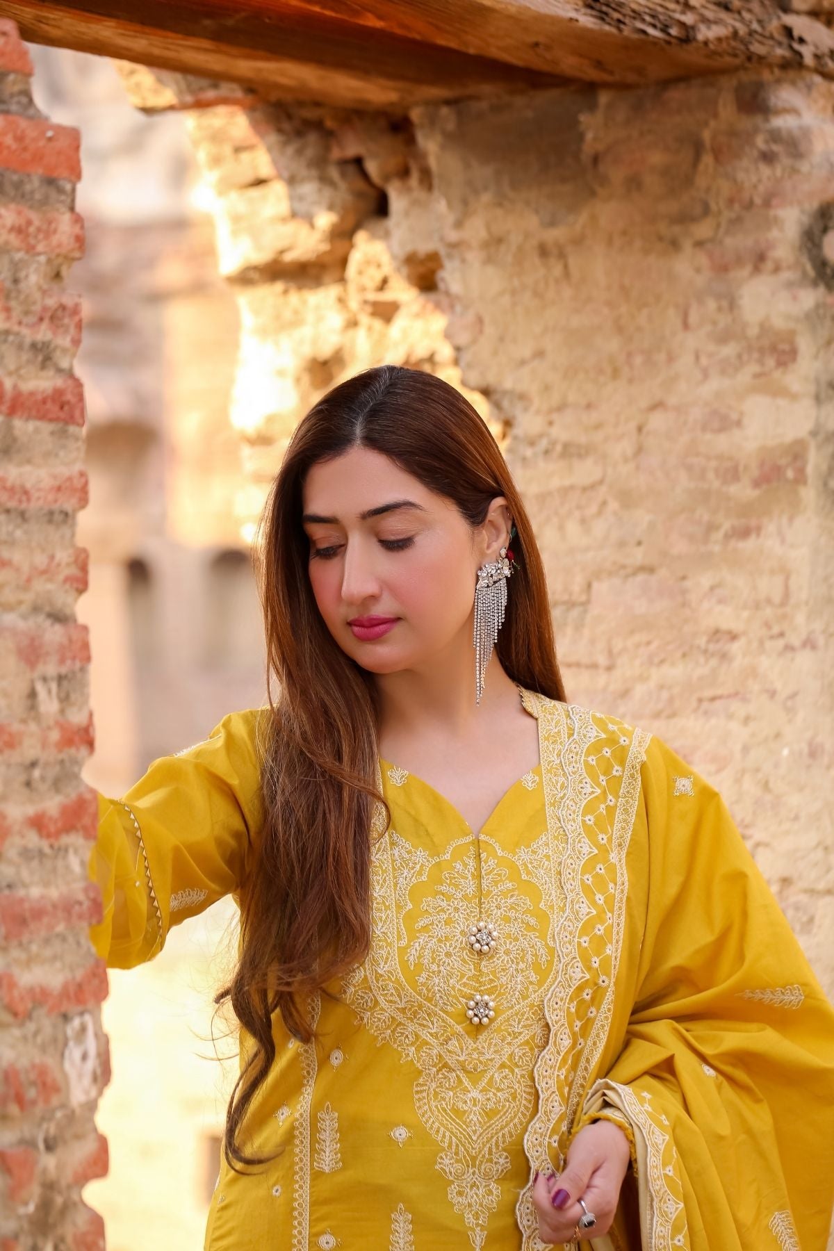 Saadia Ahmed LWSU-25CK306 ChikanKari Mustard