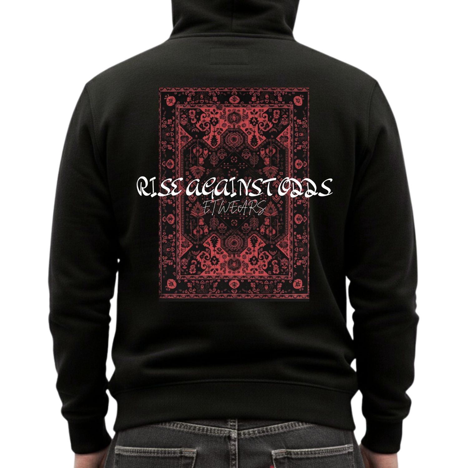 "Rise Against Odds" Back Print Tapestry Hoodie | Et wears Main image