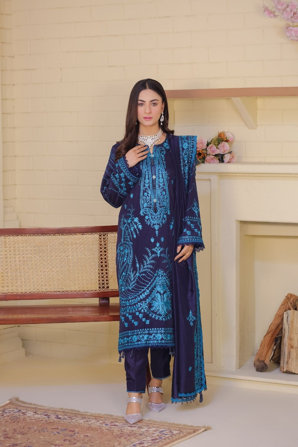 Saadia Ahmed LWSU-25FE305 Embroidered Raw Silk