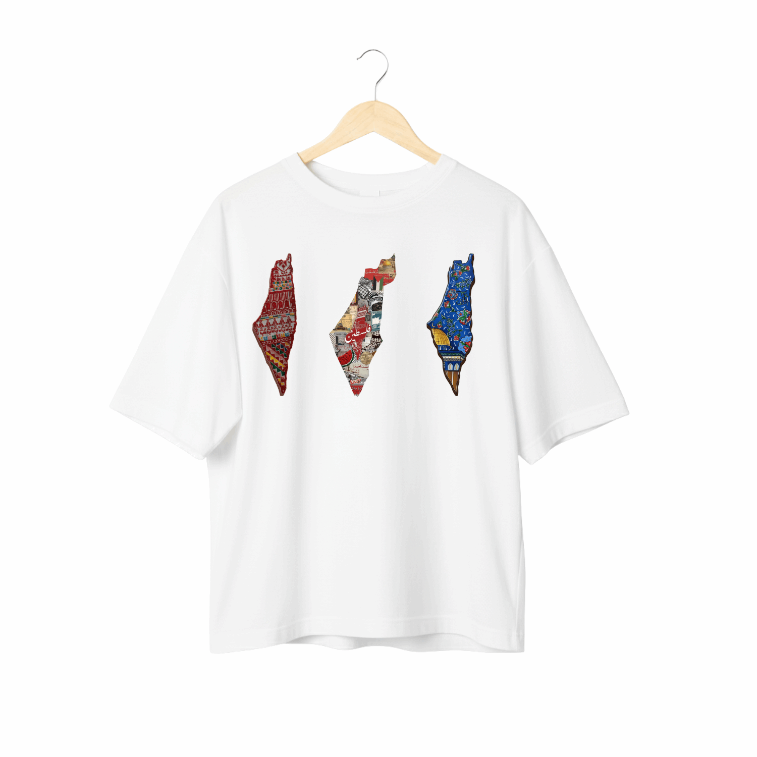 Triple Map of Palestine Cultural Pattern Tee