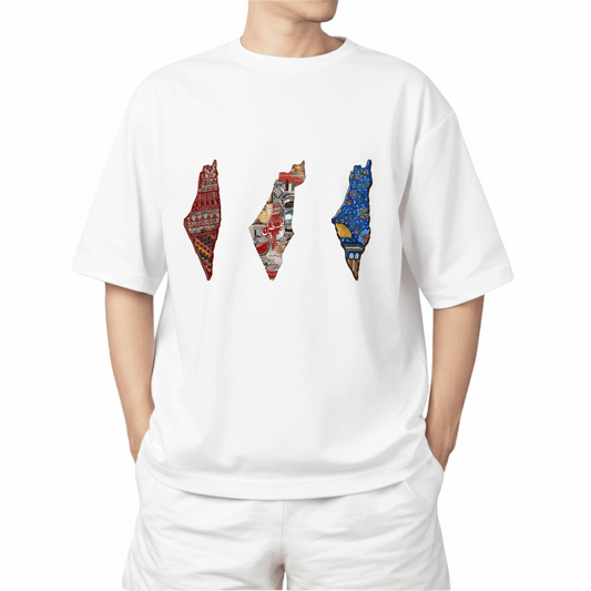 Triple Map of Palestine Cultural Pattern Tee