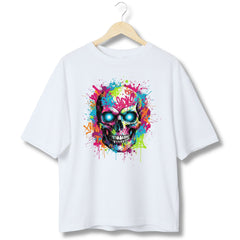 Neon Graffiti Drip Skull T-Shirt